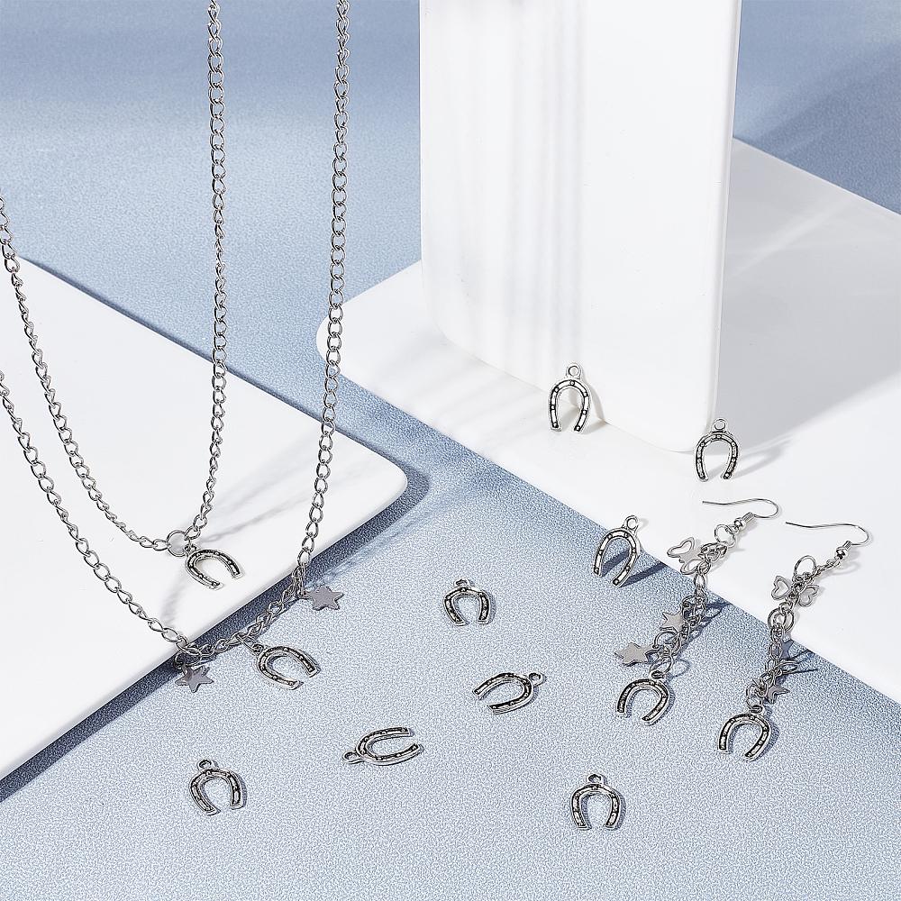 Tibetan Style Alloy Pendant Enamel Settings, Horse Shoes, Antique Silver, 16.5x11x1mm, Hole: 2mm, 100pcs/box