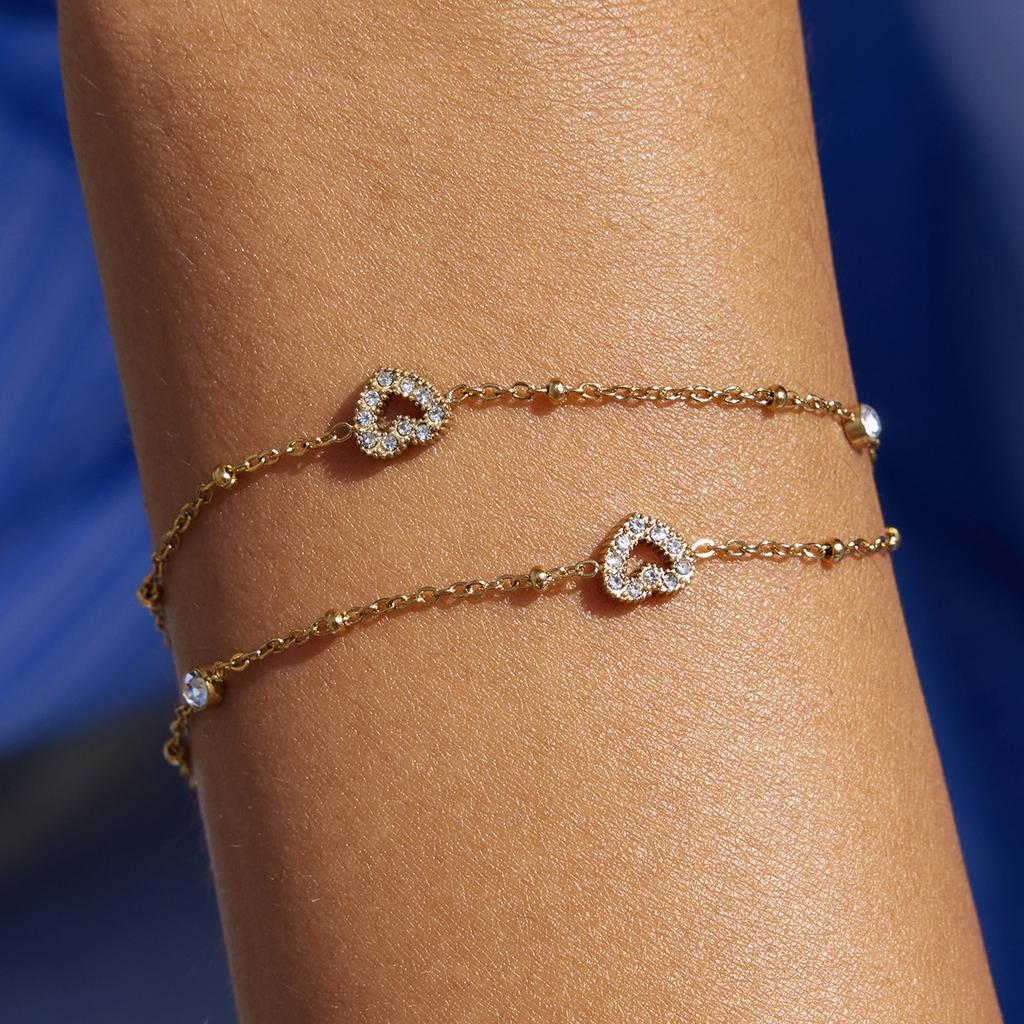 Delikat armband 18k guld nischdesign dubbellagerkedja QT-spänne armband