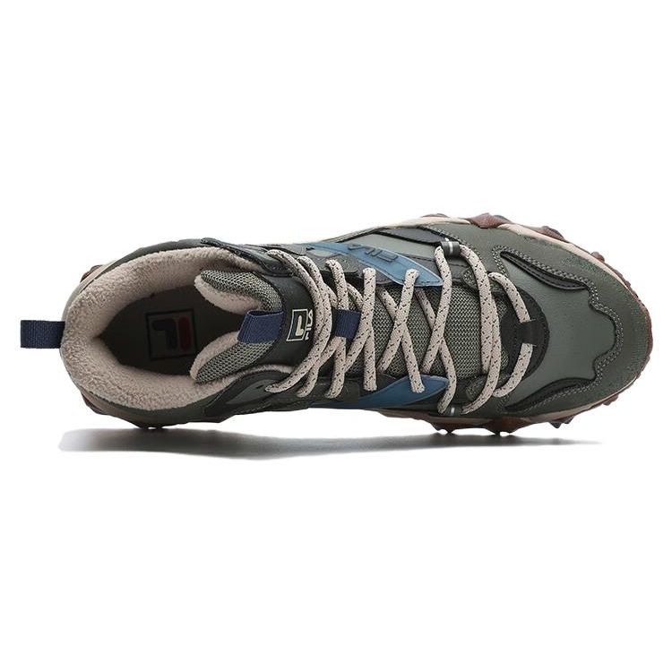 Fila Oakmont Fabric Synthetic Leather Suede Comfortable Versatile Wear-Resistant Lightweight High-Top Dad Shoes Men sneaker Dark-Green F12M342127FMP