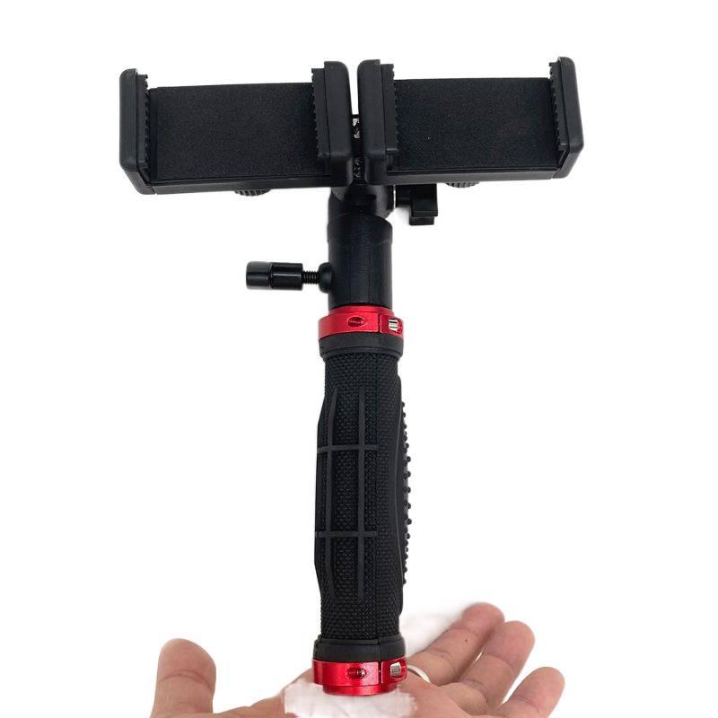 Dual Mobile Phone Stand: Desktop & Handheld Tripod for Live Streaming and Outdoor Shooting.