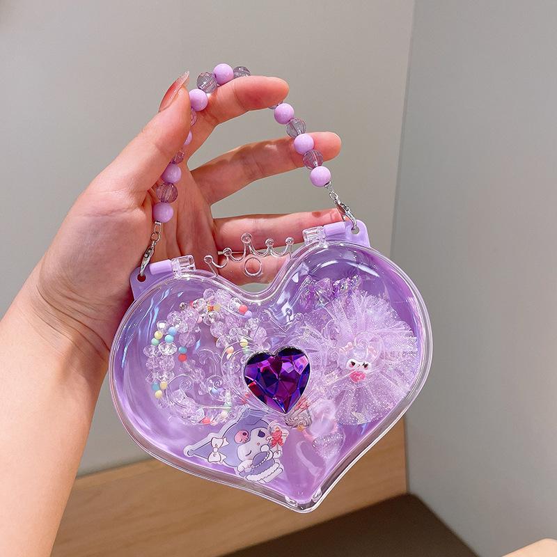 Cartoon Princess Jewelry Set: Necklace, Hair Clip & Ring for Little Girls - Perfect Birthday Gift