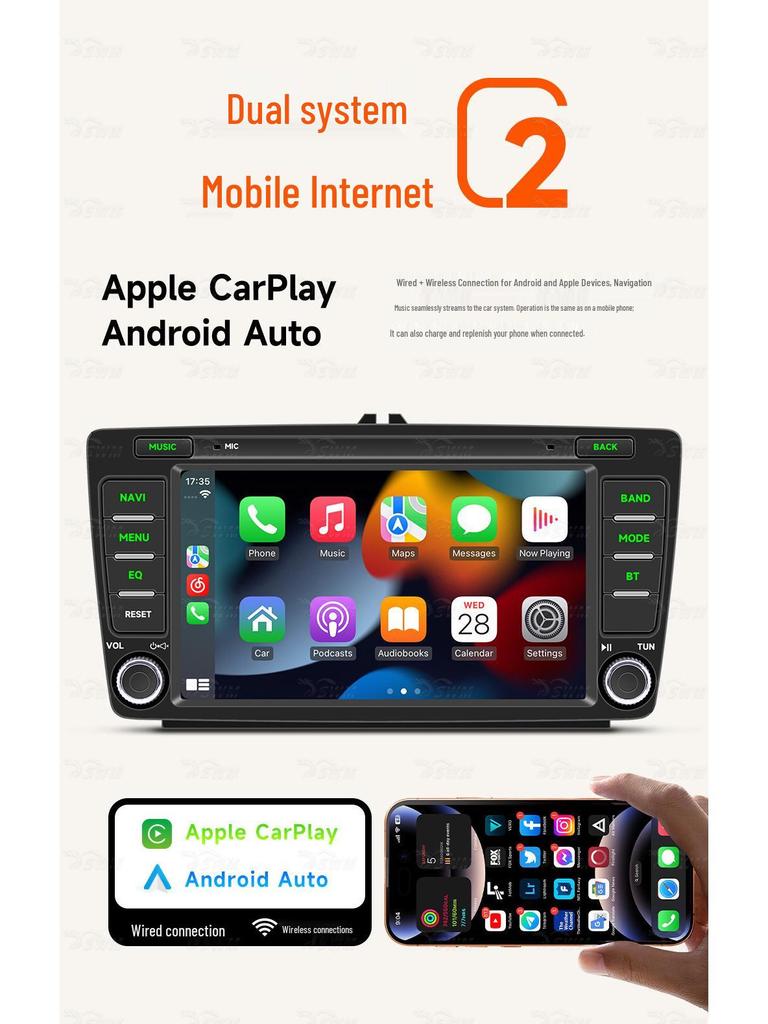 Compatible Bluetooth and Central Control Navigation for 2004-2015 Skoda Octavia