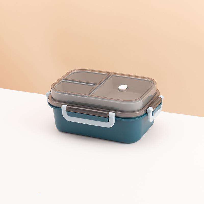 Dual-Layer Bento Lunch Box with Compartments, Microwaveable & Sealed, Includes Cutlery—Perfect for Office Workers & Students.