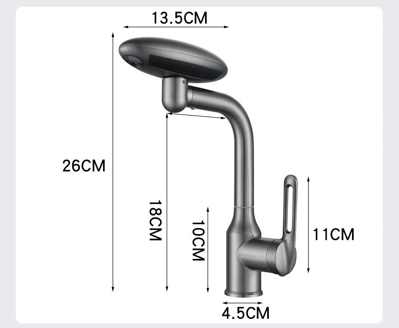 4 Modes Gray Kitchen Faucet Waterfall Stream Sprayer Head Sink Mixer Water Tap Accessories Chrome Hot and Cold Kitchen Faucet