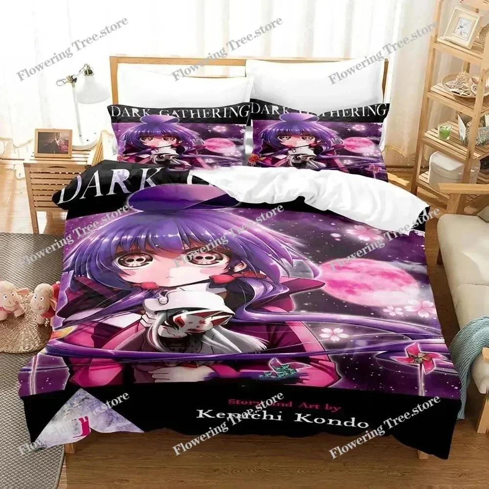 Anime Dark Gathering Bedding Set Duvet Cover Bed Set Quilt Cover Pillowcase Comforter king Queen Size Boys Adult Bedding Set029