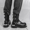 Designer New Men's Black Rock Punk Hip-hop Belt Buckle Ankle Boots Botas Britain Fashion Luxury Motorcycle Shoes Zapatos Hombre