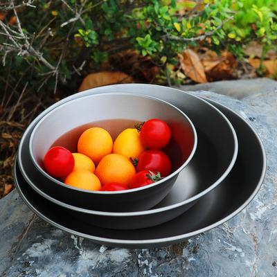 High-Intensity Camping Plates Portable Metal Tableware Soup Bowl Dishes with Mesh Bag Ultralight