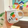 Creative Carrot Rabbit Ceramic Mug with Lid Spoon for Home Use Cute and Beautiful Girl Drinking Water for Breakfast