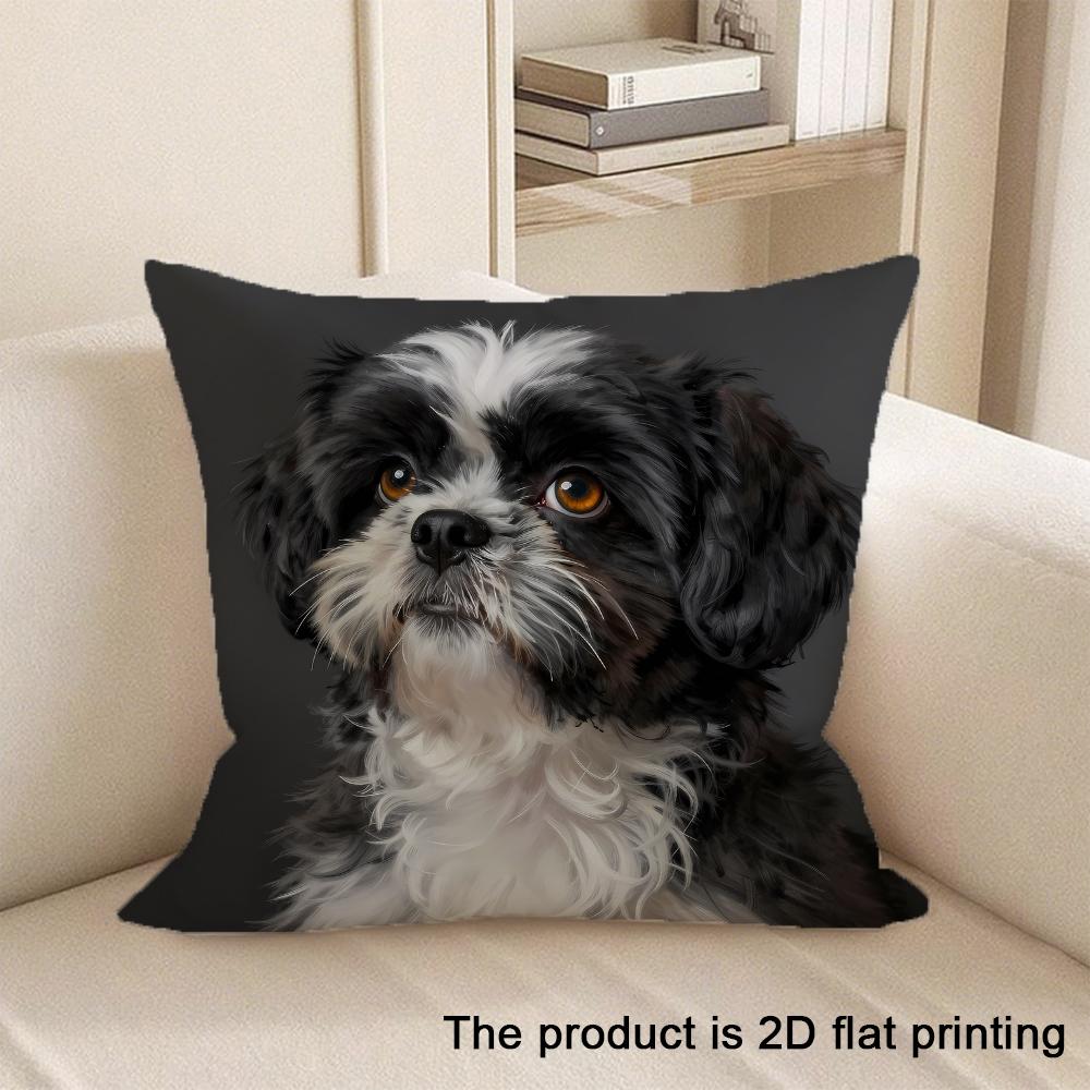 1pc Exquisite 2D Flat-Printed Pillowcases with Various Adorable Animal Designs Sofa Cushion Cover Home Bedroom Room Decoration