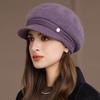 Chic Lined Fur Plush Brim With Hat Winter Fashionable Trendy Women New Brand Latest Fresh Hats For Casual Rabbit Blend Streetwear Knitted Cap