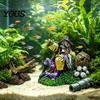 Scheletro Pirata Aeratore per Acquario, Decorazione Subacquea in Resina per Acquario, Decorazione Fantasy con Tubo e Pietra per Acqua Dolce e Salata