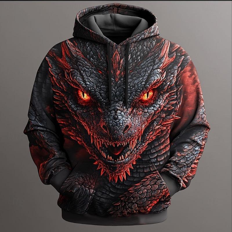 Men's Dragon 3D Hoodies Sweatshirts Fashion Cool Daily Long Sleeve Crew Neck Party Holiday Streetwear Fall Winter Tracksuit Coat