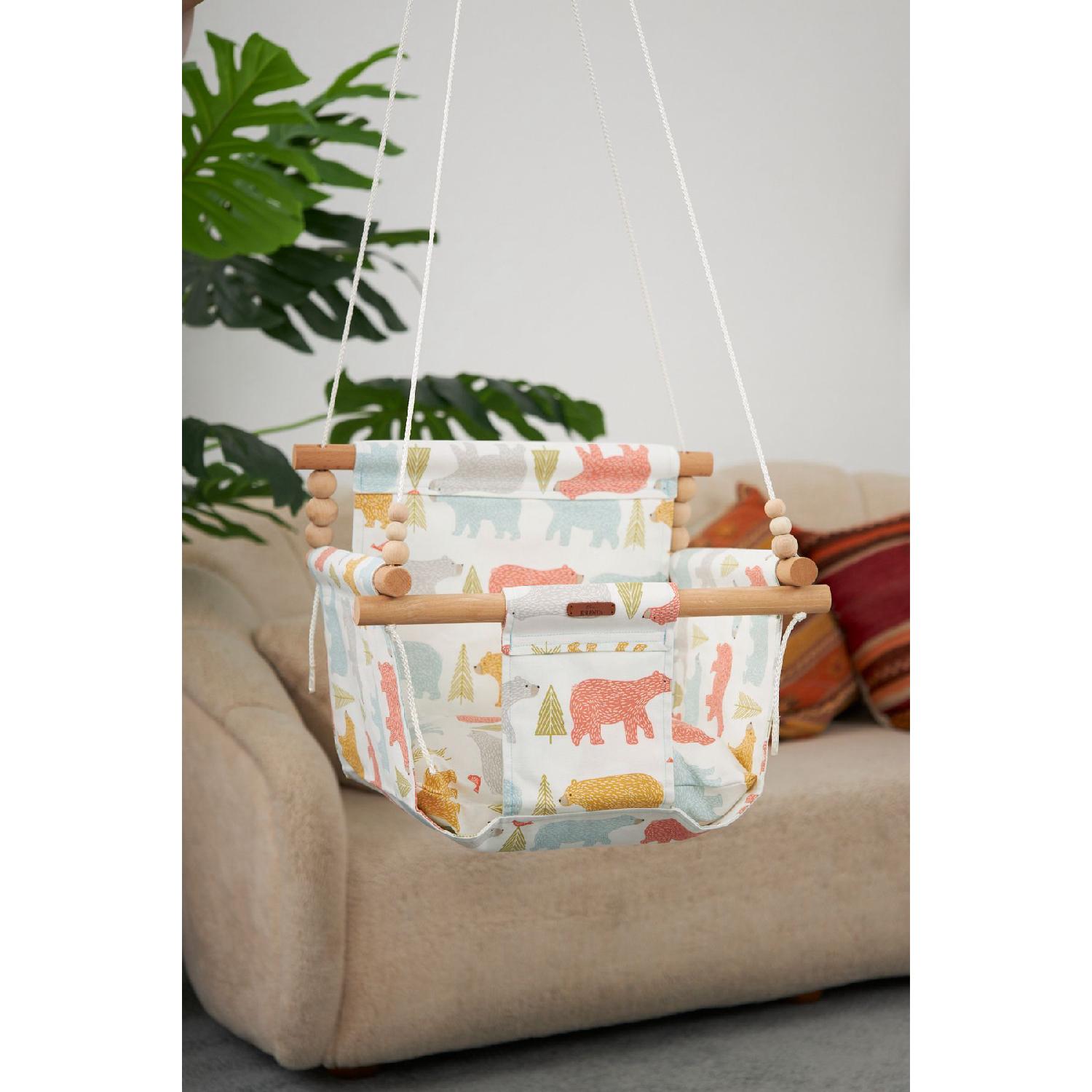 

Bear Patterned Natural Cotton Fabric чистий