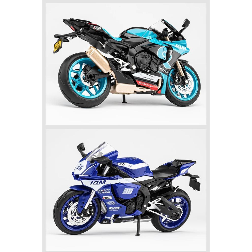 1/12 Yamaha YZF-R1M Alloy Die Cast Motorcycle Model Toy Vehicle Collection Sound and Light Off Road Autocycle Toys Car