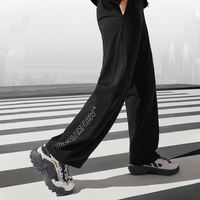 Li Ning CF Suo Solid Color Casual Straight Loose Knit Sports Pants Women bottoms AKLU726-1