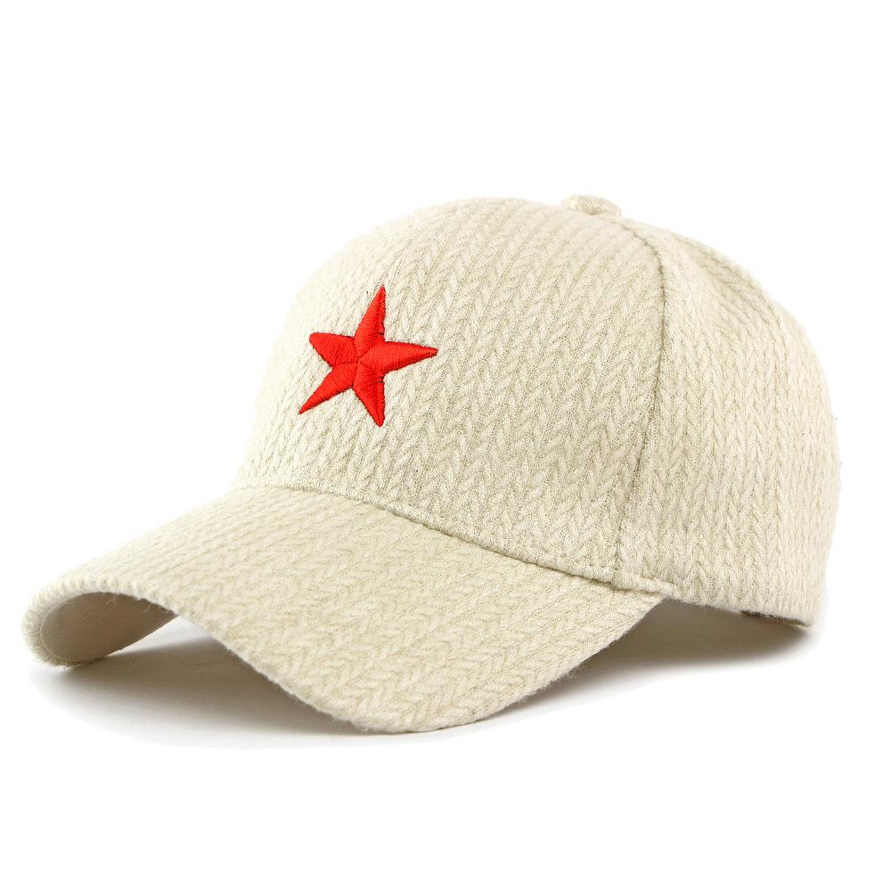 

Autumn Winter Sunscreen Sunshade Hat Stereo Embroidered Five-Pointed Star Baseball Cap for Men бежевый