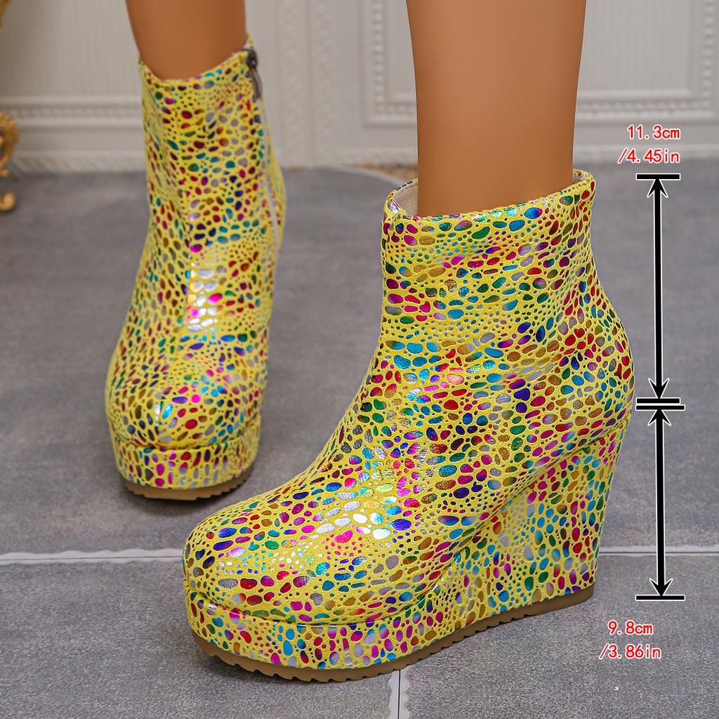 Neue Damen Plateaustiefel mit Keilabsatz, Knielange Nicht Über dem Knie Hohe Absätze Knöchel Kurze Stiefel, Große Größen Mode Damen Schuhwerk