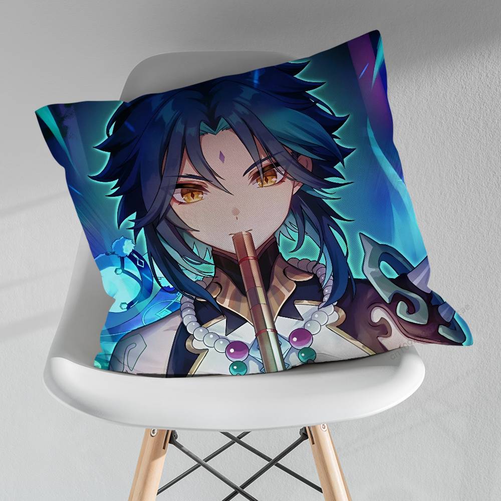 Cute XXiao Genshin Impact Pillowcase for Sofa Room Office Decor Printing Merchandise AllMatch Cushion Cover