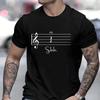 Interesting Graphics, Men's Streetwear with Music Annotations, Harajuku Music Enthusiast T-shirts, Men's 100% Cotton Clothing