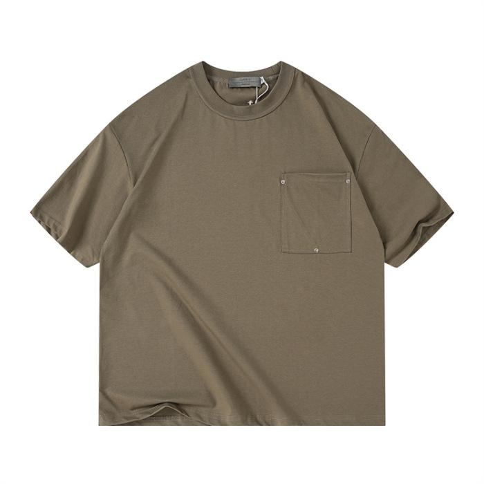 Latest Summer Mens T-padded Pure Cotton Quality Ice-feeling Pocket Comfortable Fit Round Neck T-shirt Short Sleeves