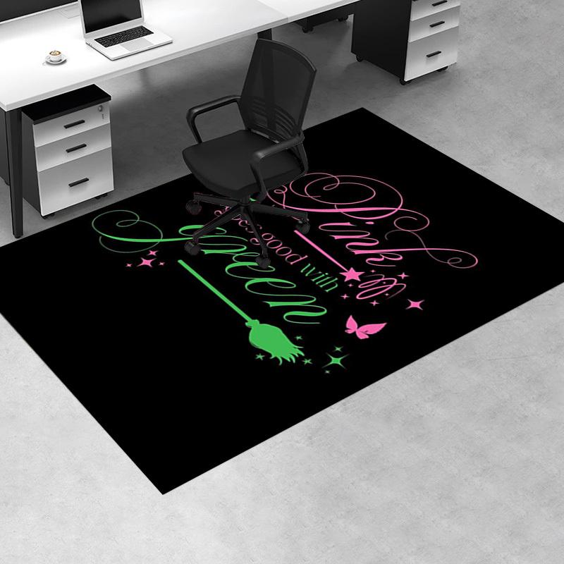 Pink, Green,wicked Pattern Polyester Office Carpet Chair Mats, Home Decor Dormitory Floor Protector
