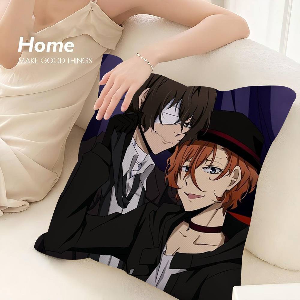 Hot Anime Bungo Stray Dogs Pillow Case 3D Print Polyester Fiber 40*40cm Home Sofa Throw Decoration Festival Gift