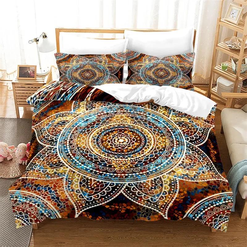 Comforter Mandala Floral Bohemian Flowers Bedding Set Microfiber Exotic Geometric Twin Full For Kids Adults Decor