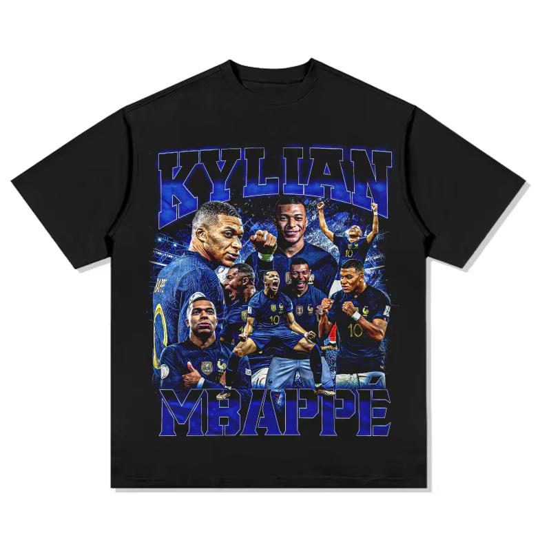 Stars Male And Female Mbappe Printed Short Sleeved Tshirt Casual Loose Cotton Round Neck Brand American Trend Street Tshirt