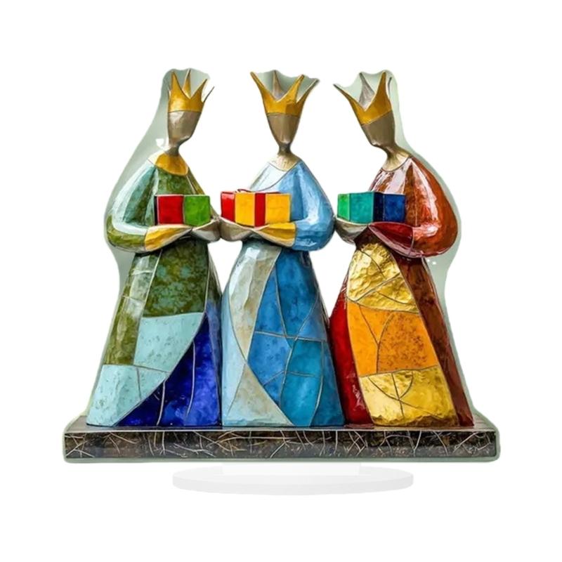 

2D Flat Ferris Wheel Sculpture with Base Christmas Home Decoration Desktop Sign Acrylic Figurine Tiered Tray Ornament