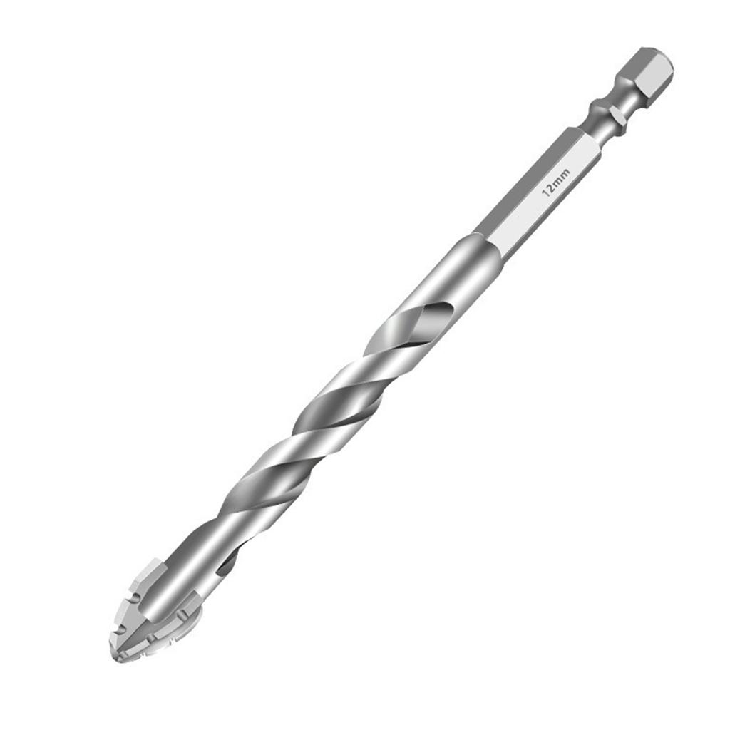 4 Stück Vierkant-Sägezahn-Exzenterbohrer für Beton, Ziegel, Fliesen, Holz mit Hartmetallspitzen 1/4" Sechskantschaft 6/8/10/12mm