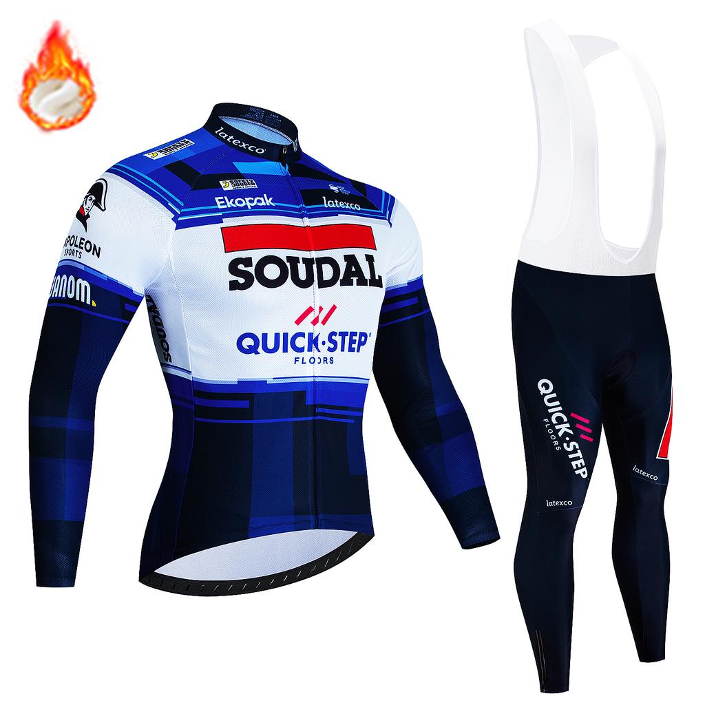 2026 Soudal Quick Step Men Winter Cycling Jersey Set Thermal Fleece Clothing Mountian Bike Bicycle Clothes Ropa Maillot Ciclismo