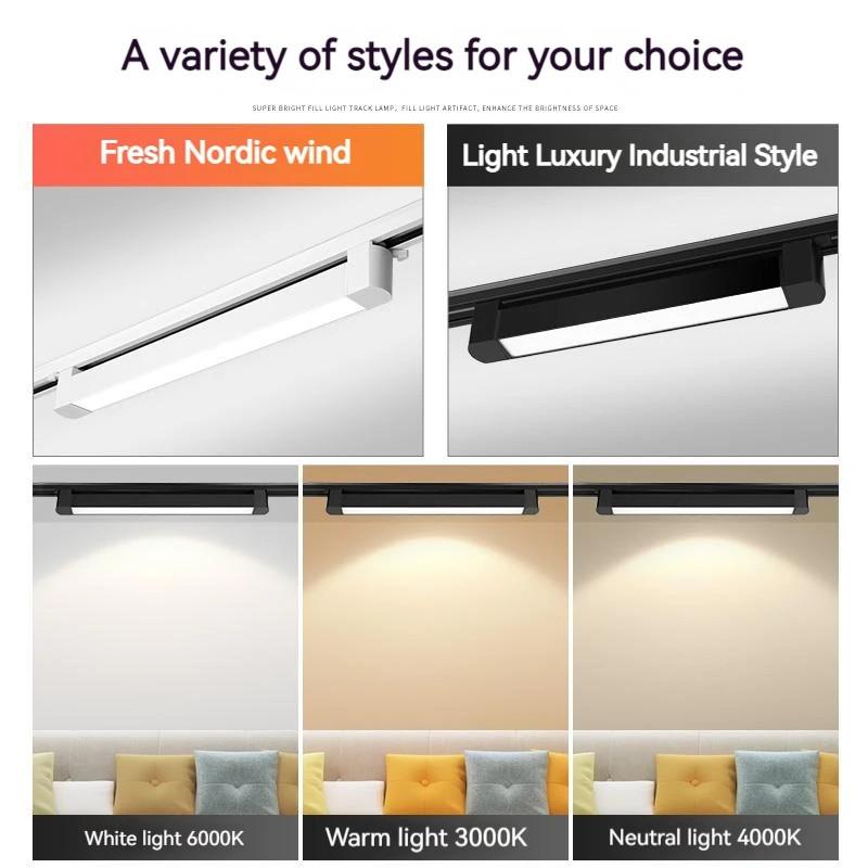 LED Track Light Aluminum Linear Track Ceiling Lamp COB Rail Spotlight Living Room Bedroom Decor Lighting Fixture