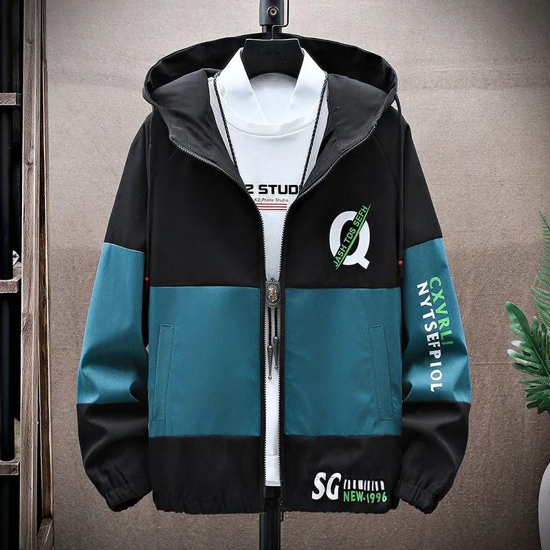 

Men s Spring/Fall Korean-Style Workwear Jacket Youth Student Casual Lightweight Hooded Jacket XS