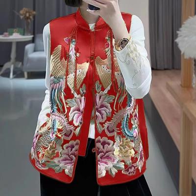 Vest Chinese Style Tang Clothes Women Luxury Satin Costume Sleeveless Tops Elegant Hanfu Wear