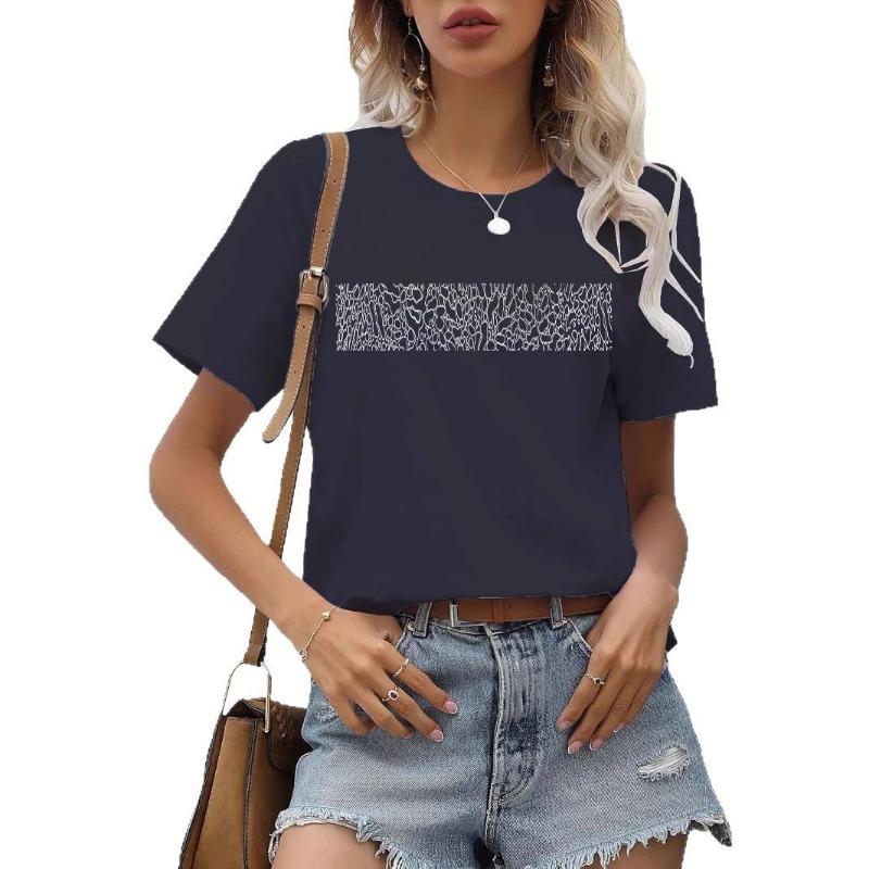 Cotton Short Sleeved Round Neck Printed T-shirt Women