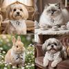 Bow Shape Pet Necklace Soft Liner Dog False Neck Band Pearl Bow Neck Band  Small Medium Breed