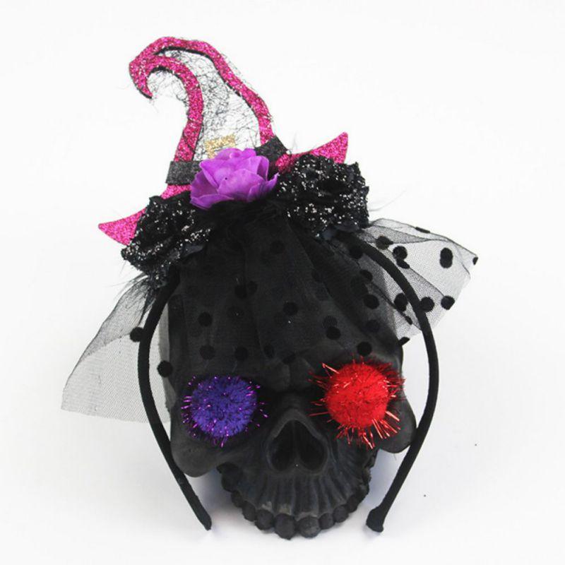 Halloween Hexenhut Kopfschmuck Spitze Hexenhut Form Haarreif für Mädchen Halloween Party Haarband Cosplay Requisiten Haarschmuck