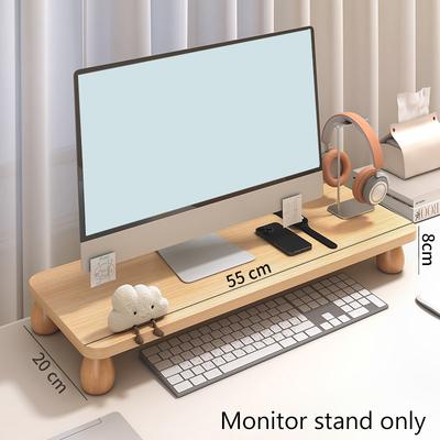 Wooden Desktop Computer Heightening Rack Comfortable Viewing Height Elevated Laptop Stand Space Saving