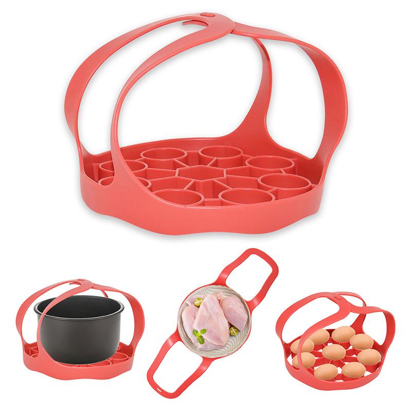 Silicone baking tray sling accessories silicone 9-hole carry basket kitchen pressure cooker steamer rack silicone egg steamer