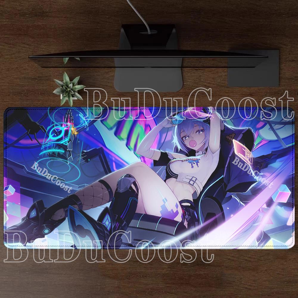 XXL Mousepad HSR Honkai Star Rail Silver Wolf LV.999 Overlock Gaming Keyboard Anime Girl Kawaii Mouse Pad HD Printing Desk Mat