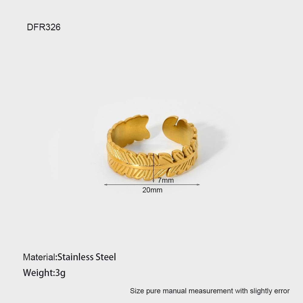 European and American hollow love irregular stainless steel open ring plain ring plated 18k gold geometric ring niche advanced
