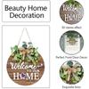 1 Set Seasonal Welcome Sign Front Door Decoration, Rustic Round Wood Wreaths Wall Hanging Outdoor, Farmhouse, Porch