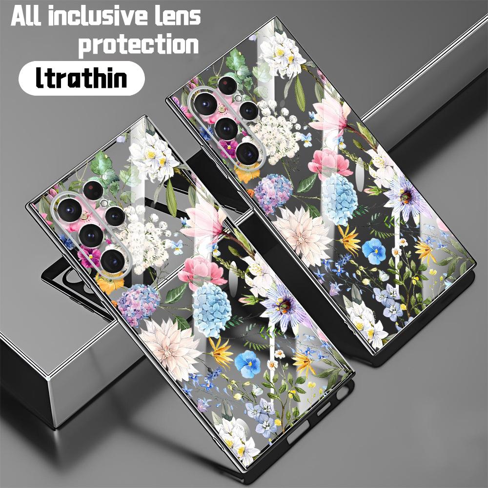 TEUM station simple flower Samsung S25ultra mobile phone case floral GalaxyS26 all-inclusive anti-drop protective case