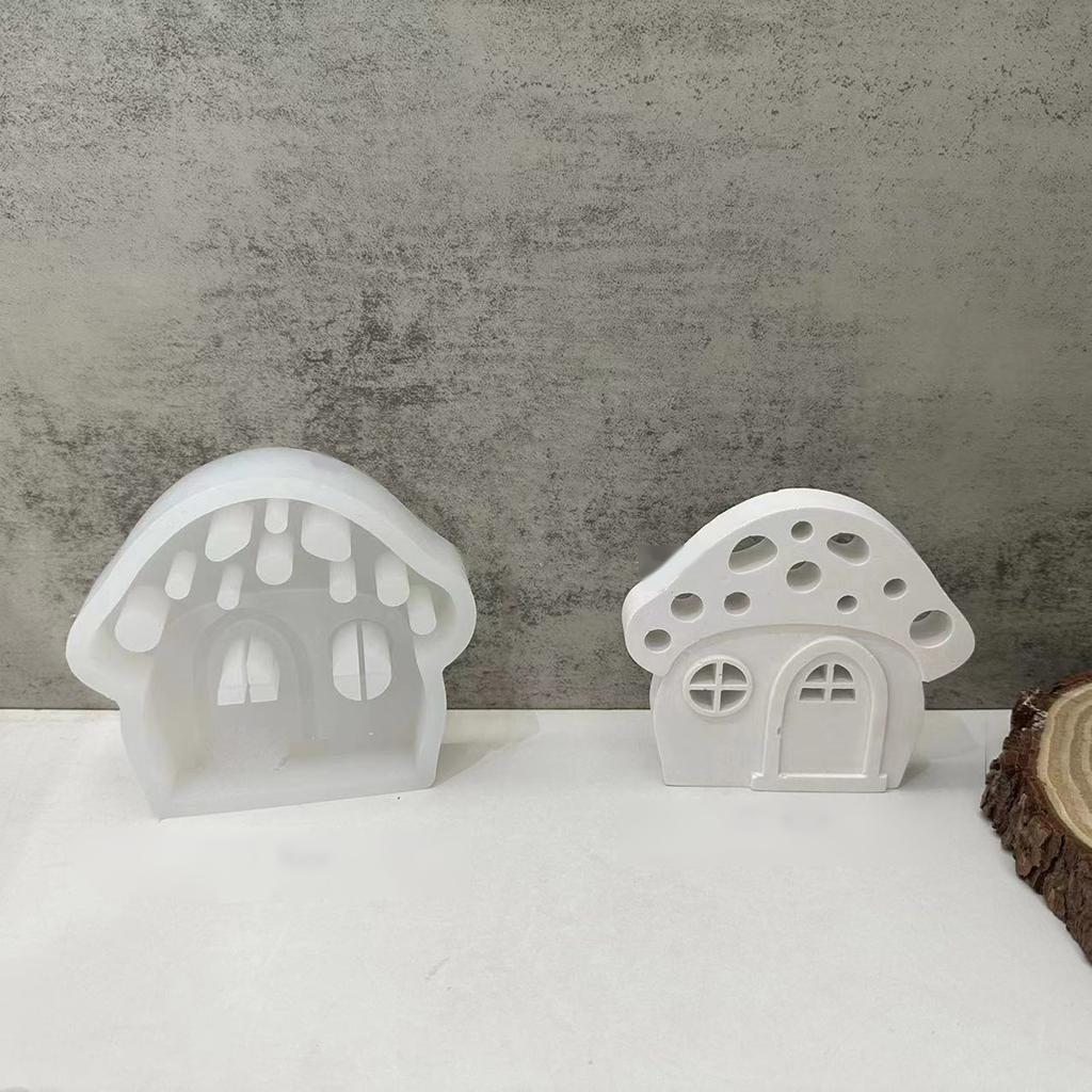 Mushroom House Insert Silicone Mold for Tealight Holder Home Decorations Candle Holder Handmade Casting Molds Decors