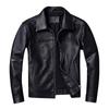 Chinese Size Vintage Red-Brown Men Genuine Leather Jacket Natural Cowhide Short Slim Turn Down Collar Men's Leather Jacket Spring Autumn