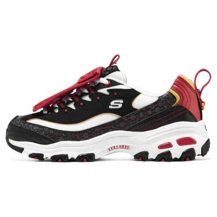 Skechers DLites 1.0 Red Decoration CNY Year Of The Rabbit Limited Low-Top Dad Shoes Women sneaker Black 800008-BKMT 36.5