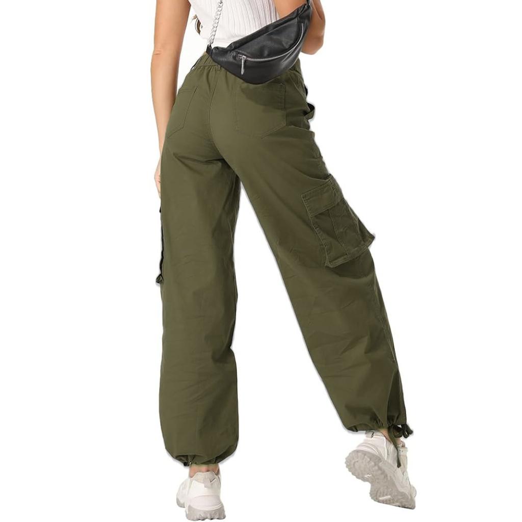 Women's Wide-leg, High-waisted, Multi-pocket, Loose-fitting Straight-leg Cargo Trousers