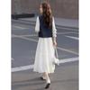 Lyocell Faux Denim Embroidered Vest & Strap Dress Set