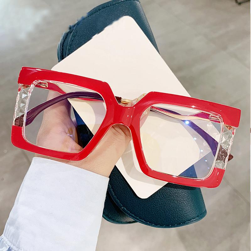 Oversized Square Eyeglass Frames For Women Metal Fashion Computer Optical Lenses Glasses Female Shades Anti-blue Light Spectacle