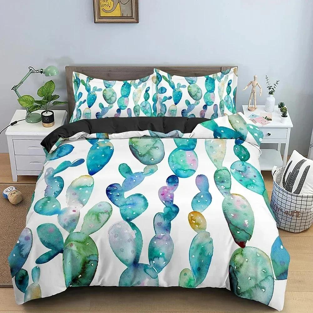 Tropical Plant Bedding Set Green Leaves Duvet Cover With Zipper Closure Comforter Cover Queen King Full Polyester Quilt Cover